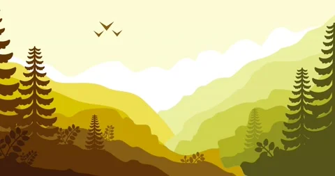 Green pine mountains background parallax animation Stock-Footage 170646573