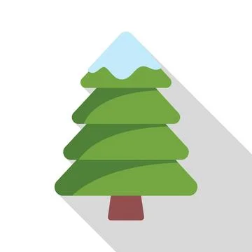 Green pine tree covered with snow is casting a shadow 스톡 일러스트