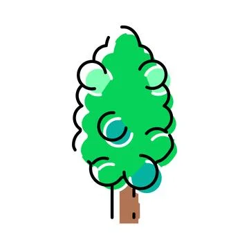Green pine tree evergreen plant nature icon Stock Illustration