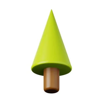 Green pine tree high quality 3D render illustration icon. Stock Illustration