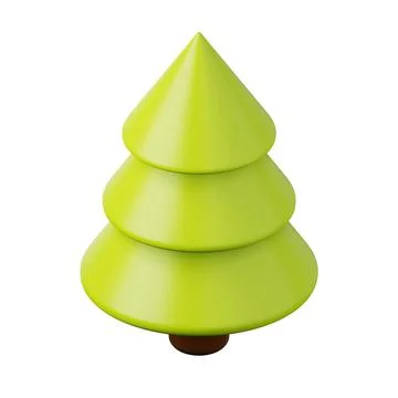 Green pine tree high quality 3D render illustration icon. Stock Illustration