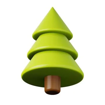 Green pine tree high quality 3D render illustration icon. 스톡 일러스트