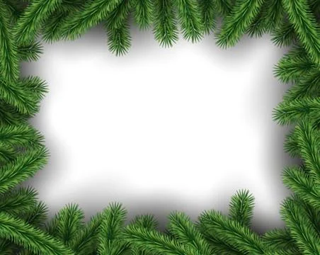 Green pine tree realistic design on white background Stock Illustration