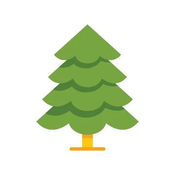Green pine tree standing on white background Stock Illustration