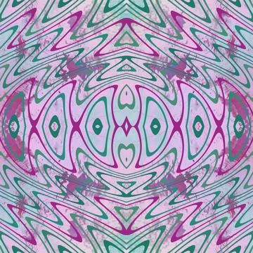 Green pink seamless wave pattern square repeating kaleidoscope illustration art Stock Illustration