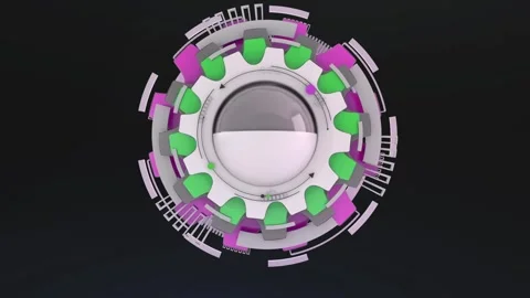 Green Pink Tech Gears on blue 3d industry animation Stock Footage 242076413