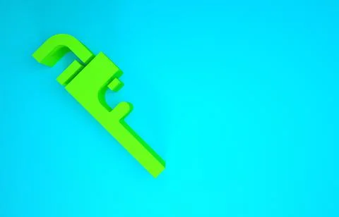Green Pipe adjustable wrench icon isolated on blue background. Minimalism con イラスト素材