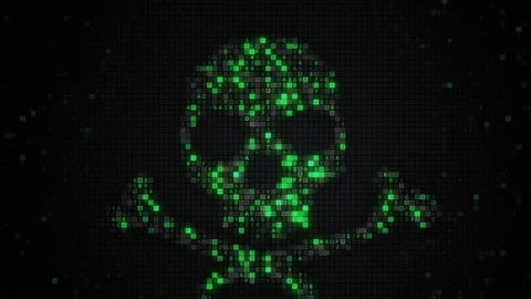 Green pirate symbol of HEX code loopable animation 4k UHD (3840x2160) Stock Footage 77984071