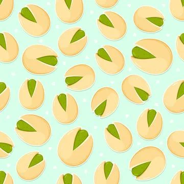 Green pistachios seamless pattern with small hearts イラスト素材