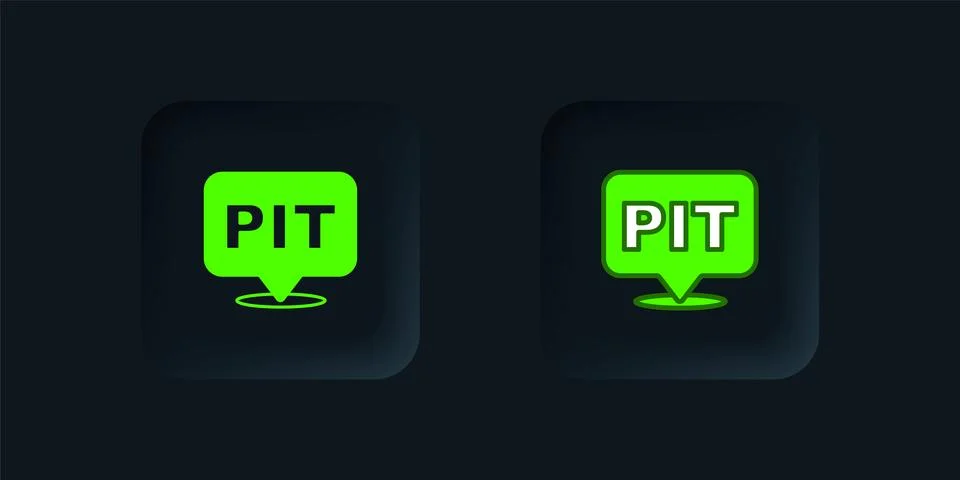 Green Pit stop icon isolated on black background. Black square button. Vector 스톡 일러스트