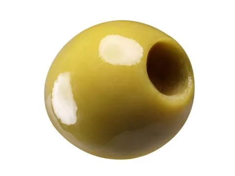 Green pitted olive, paths Stock Photos