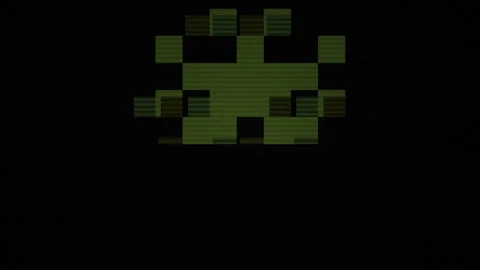Green pixel art on black background. Stock Footage 334191079
