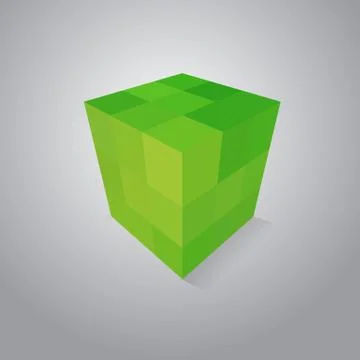 Green pixel cube Stock Illustration