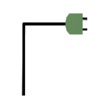 Green pixel electric plug on white background, plug with long black cord Stock Illustration