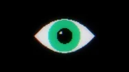 Green Pixel Eye Symbol On Glitch Lcd Led Screen Display Background Animation Stock Footage