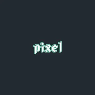 Green pixel text vector logo design with background Иллюстрация