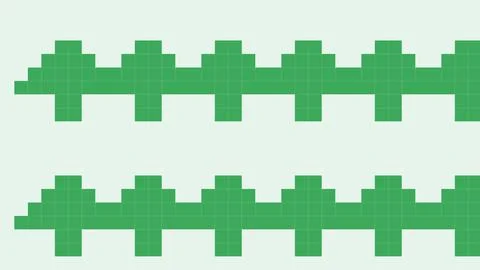 Green pixelated bar graph blocks arranged in two horizontal rows Stock Illustration