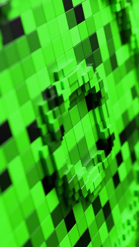 Green Pixelated Circular Energy Vertical Looping 3D Background. 3D rendering 库存影片 331904533