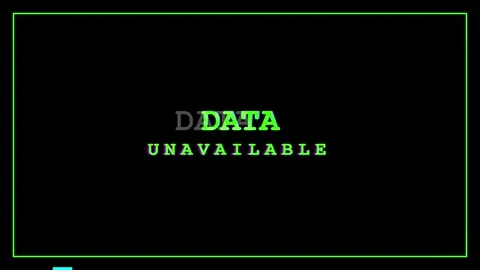 Green pixelated Data Unavailable text displayed on a glitchy dark digital s.. Stock Footage 345867642