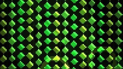 Green pixelated four leaf clover pattern. Stock Footage 333927126
