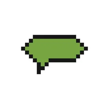 Green pixelated speech bubble communicating a message Illustrazione stock