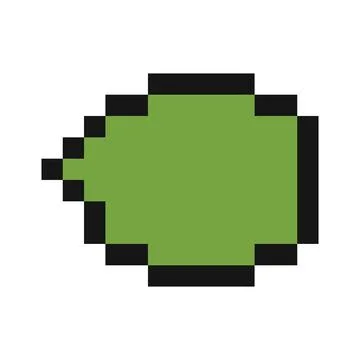 Green pixelated speech bubble pointing left on white background Illustration