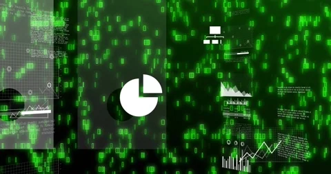 Green pixels pulsing, starting white HUD elements appearing, scaling, sliding to Stock Footage 330159558