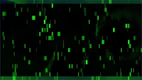 Green pixels technology glitch animation. Vidéo 232444117