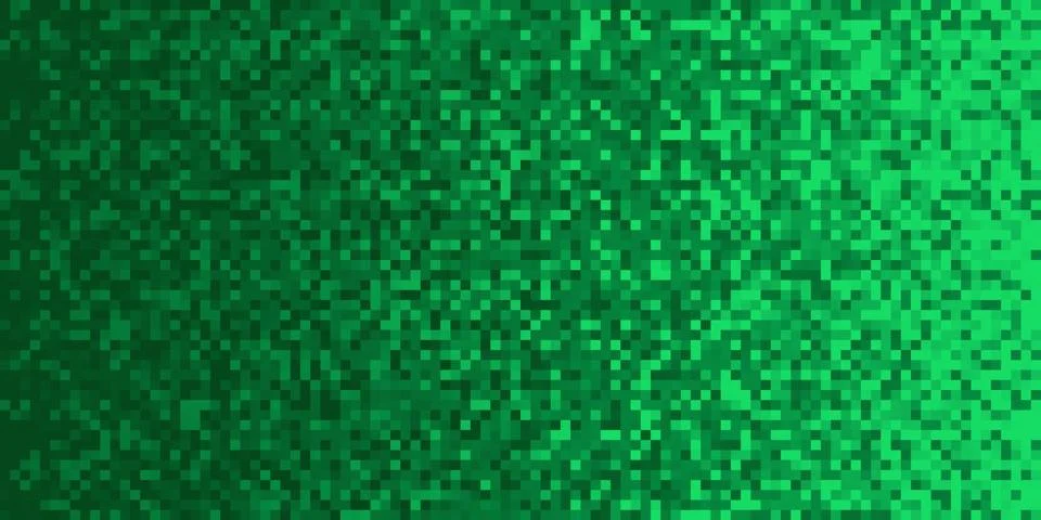 Green Pixilated Gradient Background. Mosaic Pixel Art Texture. Horizontal Pix Stock Illustration