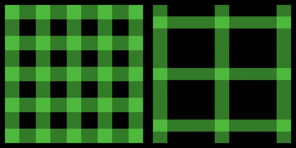 Green plaid patterns on black background Stock Illustration