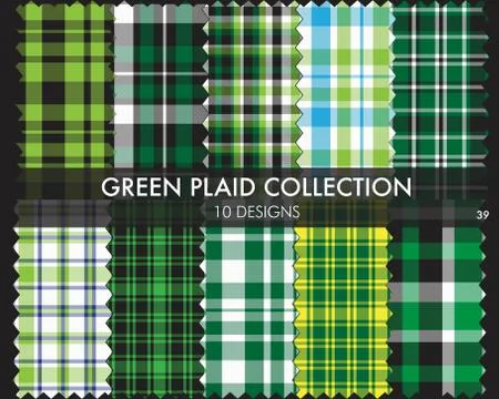 Green Plaid Tartan Seamless Pattern Collection Stock Illustration