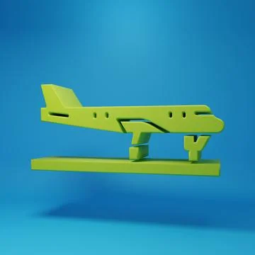Green Plane icon isolated on blue background. Flying airplane icon. Airline.. Illustrazione stock