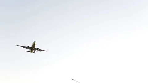 Green plane lands Stock Footage 115887904