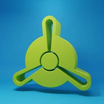 Green Plane propeller icon isolated on blue background. Vintage aircraft pr.. Stock Illustration