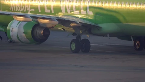 Green Plane Ready for take off Stock Footage 119499634