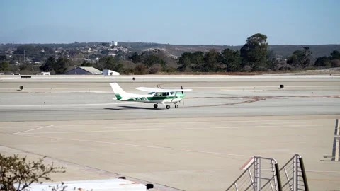 Green Plane Takeoff on runway Video stock 251830193