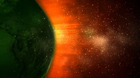Green Planet Afire Particle Background 4K Loop Stock Footage 100654311