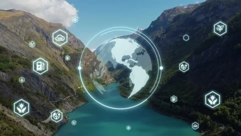 Green planet earth Environmental technology and innovation Sustainable Stock Footage 165373308