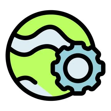 Green planet earth globe with gear representing global settings Stock Illustration