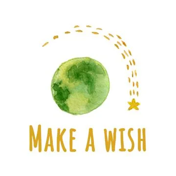 Green planet with falling star Stock Illustration