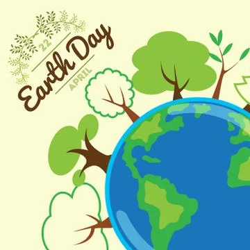 Green planet, globe with trees growing on it, concept of vector illustration Stock Illustration