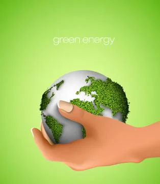 Green planet in hand Stock Illustration