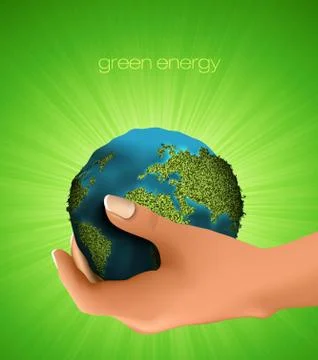 Green planet in hand Stock Illustration