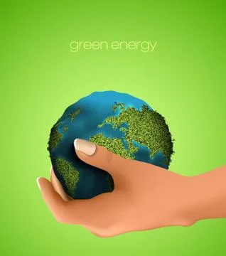 Green planet in hand Stock Illustration