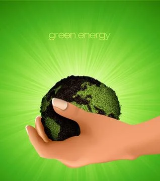 Green planet in hand Stock Illustration