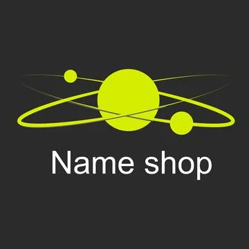 Green planet with horizontal orbits, bright flat logo Stock Illustration