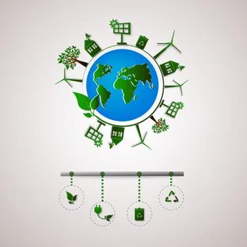Green planet vector info graphic illustration. イラスト素材