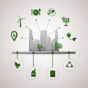 Green planet vector info graphic illustration. Ecology flat design. イラスト素材