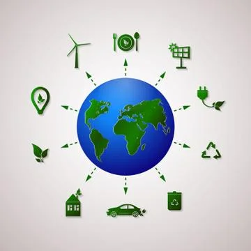 Green planet vector info graphic illustration. Ecology flat design. イラスト素材