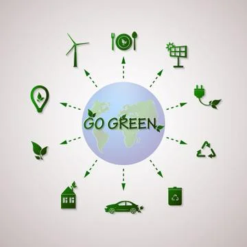 Green planet vector info graphic illustration. Ecology flat design. Illustrazione stock